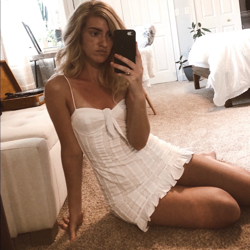 PRINCESS POLLY White Mini Dress Size: 0 worn once!